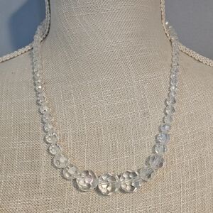 Vintage Graduated Clear Beaded Necklace